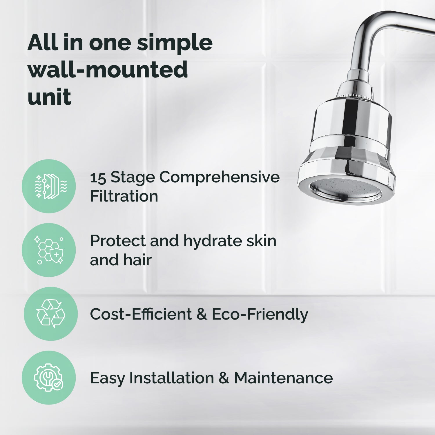 Filtration de 15 étapes ECOLUX Wall Shower Head