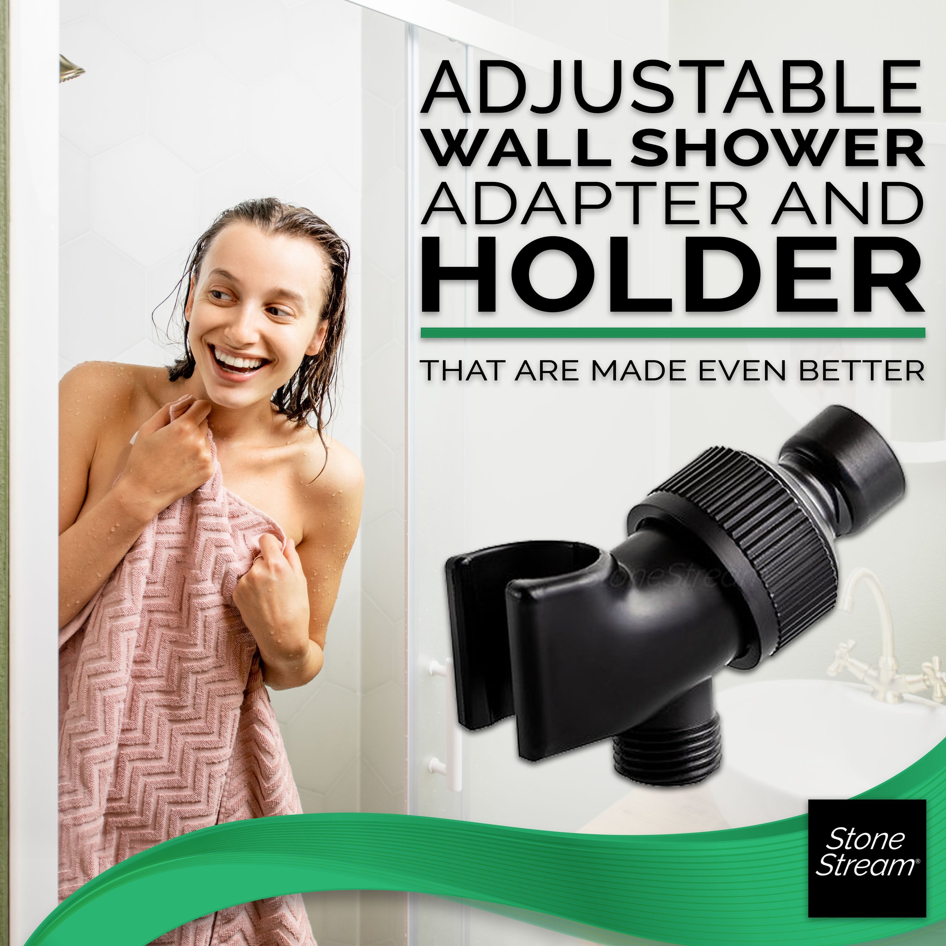 Adaptateur de douche pour pommes de douche à main - Noir
