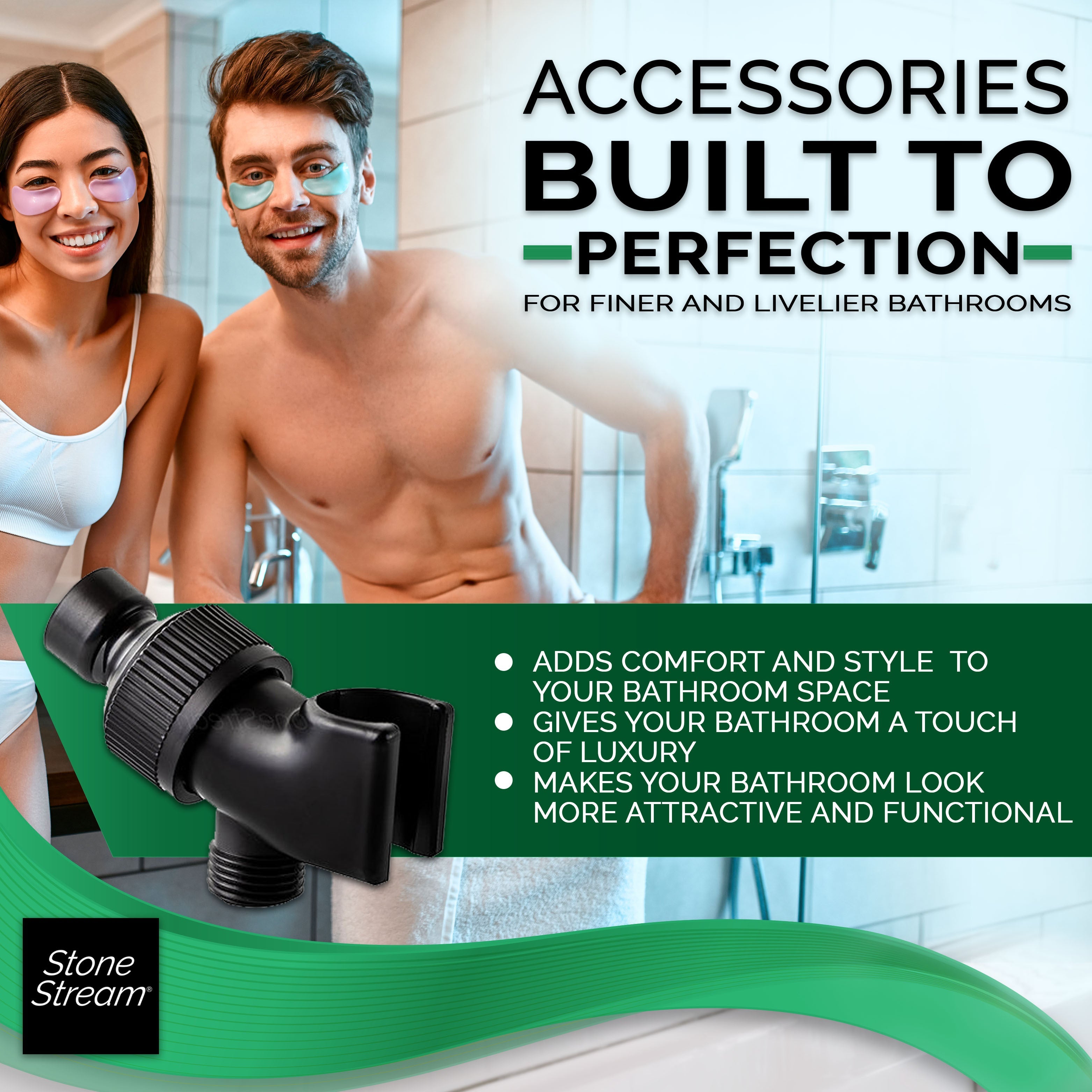Adaptateur de douche pour pommes de douche à main - Noir