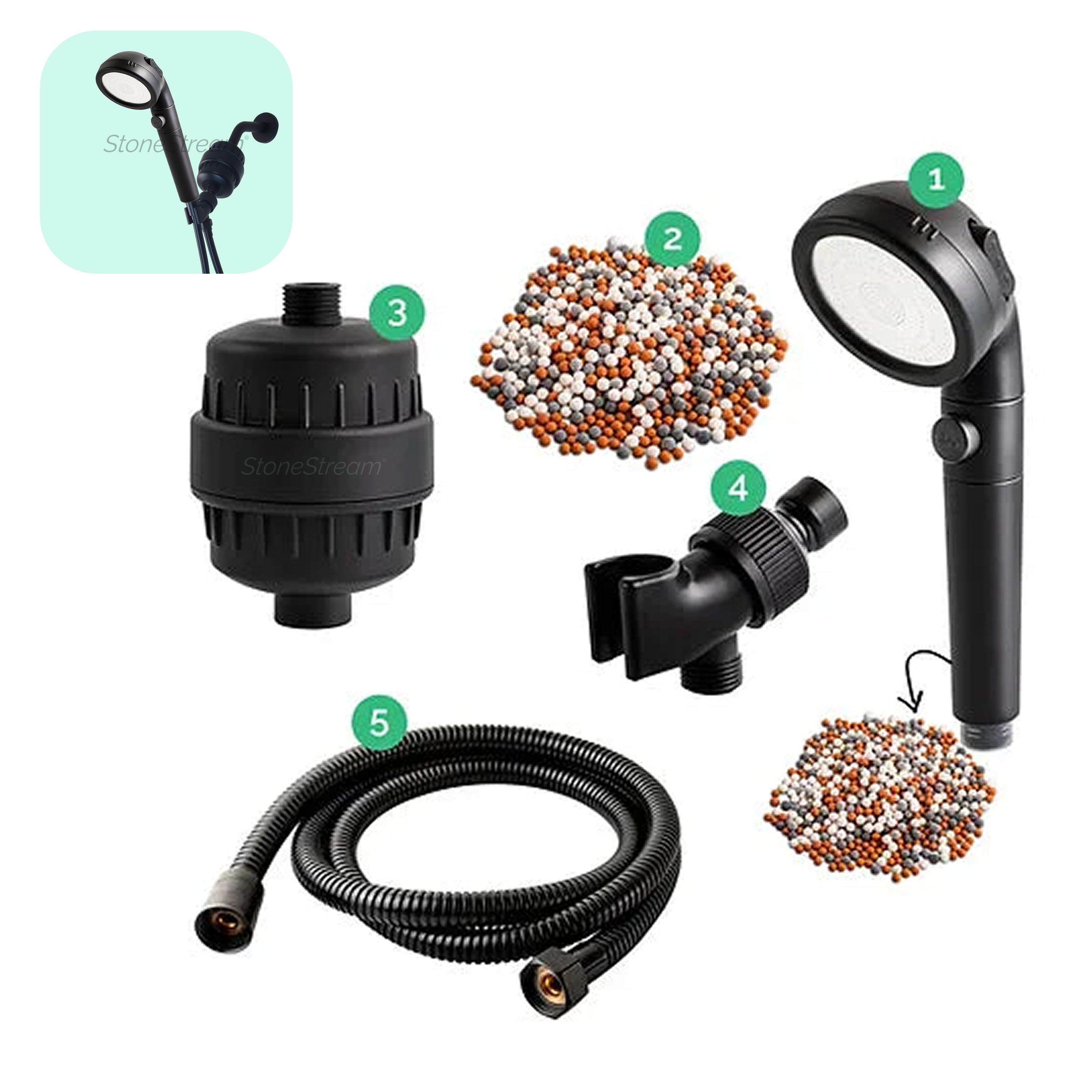 Kit de filtration en eau dure pierres ioniques noires