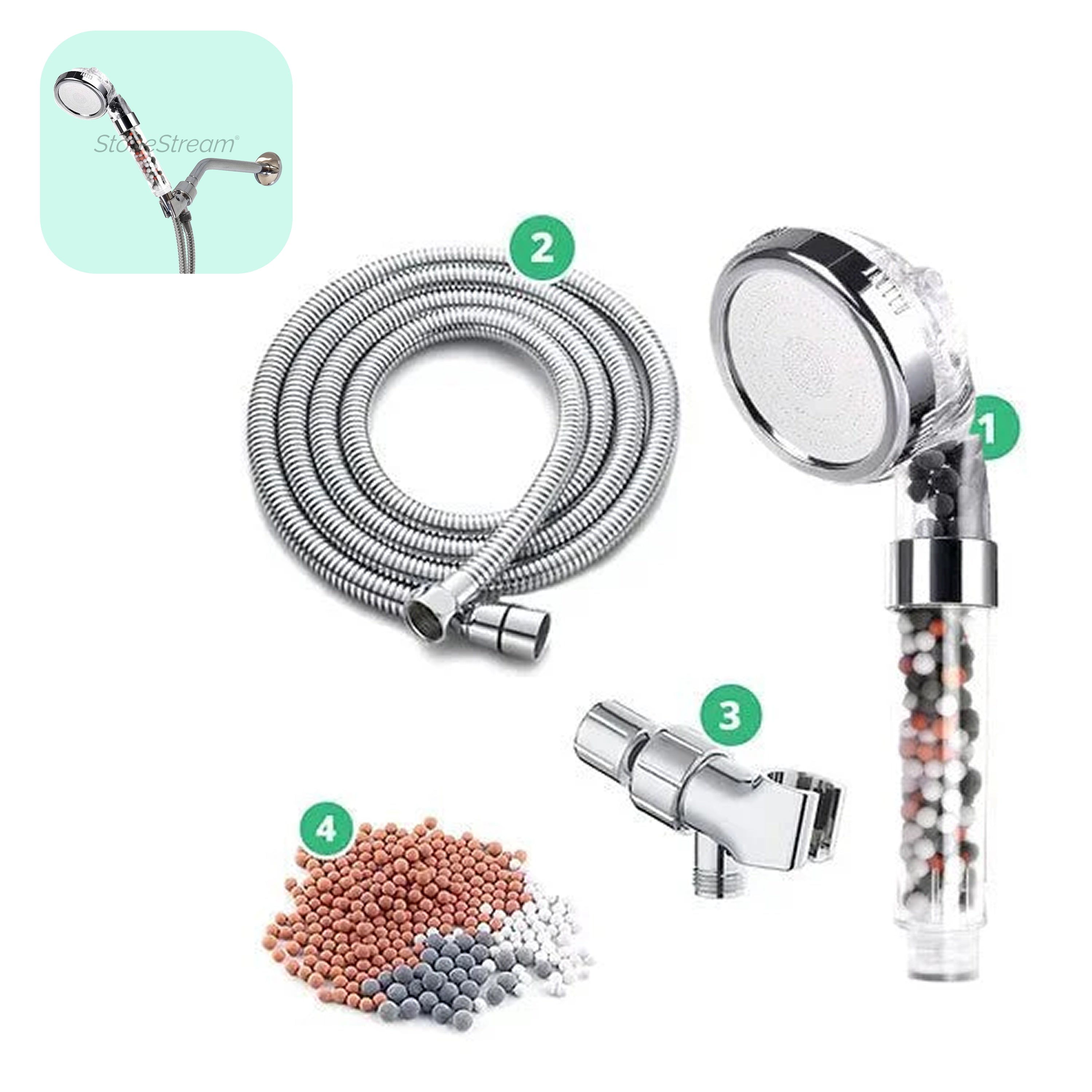 Douche électrique compatible filtré pomme de douche ionique ecopower