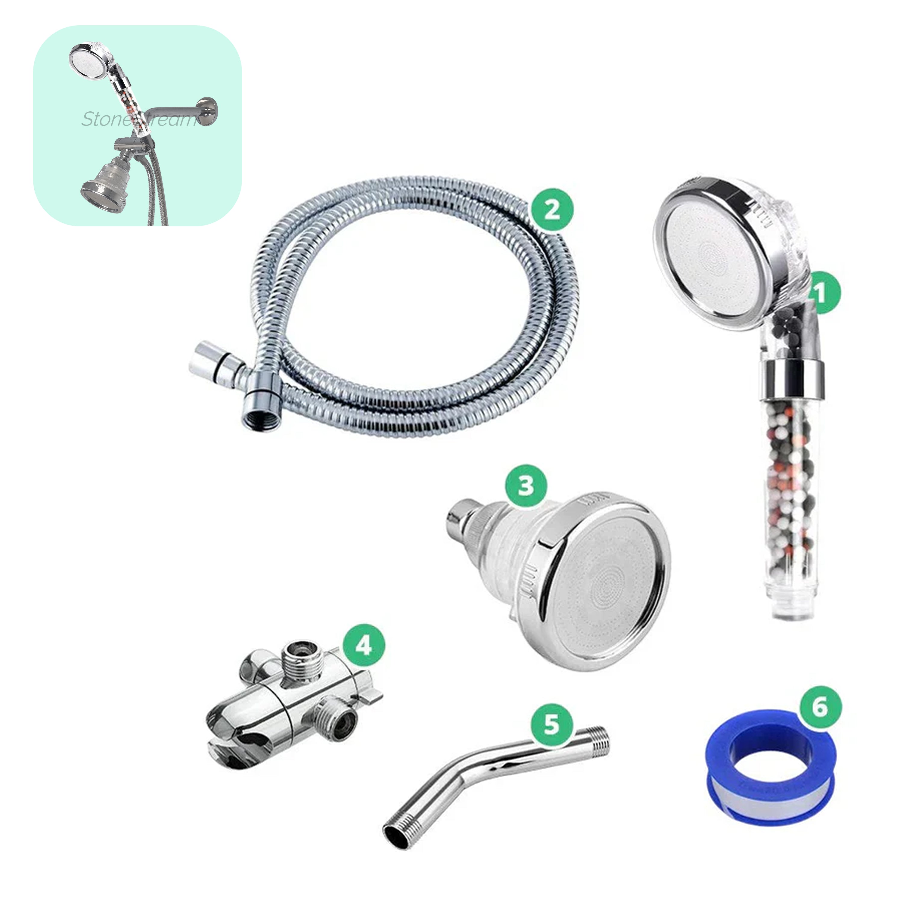 Douche électrique compatible filtré pomme de douche ionique ecopower