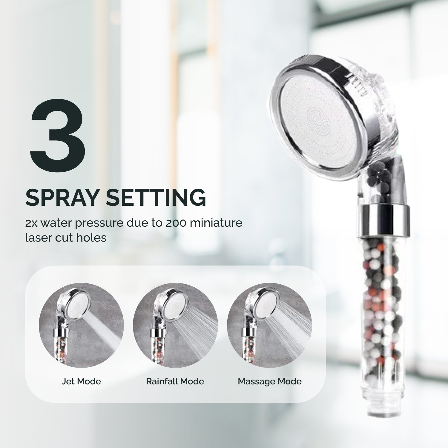 Douche électrique compatible filtré pomme de douche ionique ecopower