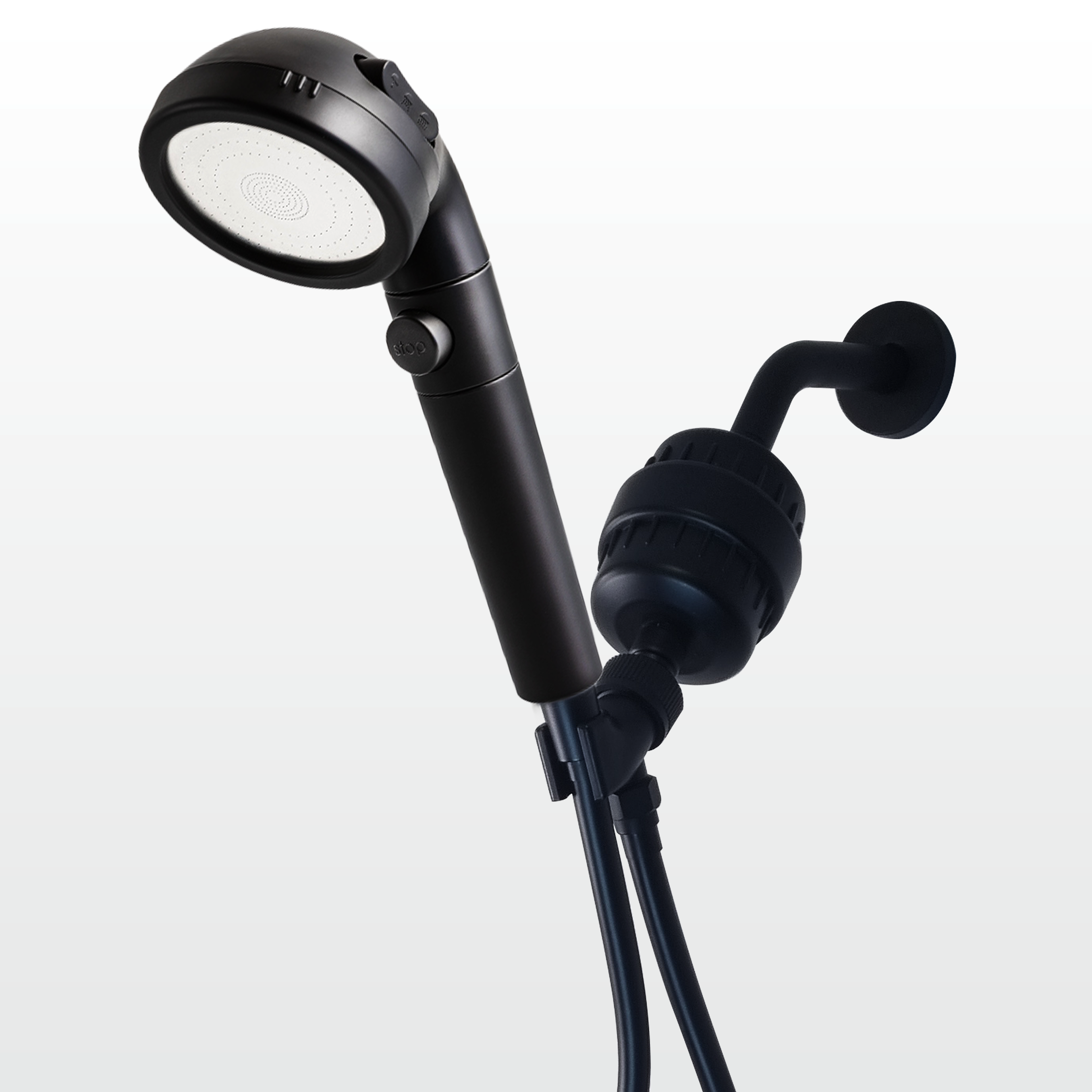 Pommeau de Douche Ecopower Noir avec Kit de Filtration Anti-Calcaire