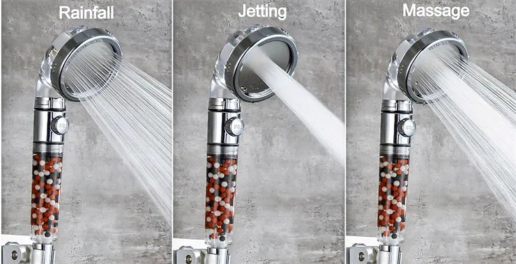 Pommeau de douche à économie d'eau StoneStream EcoPower comparé aux modèles standards