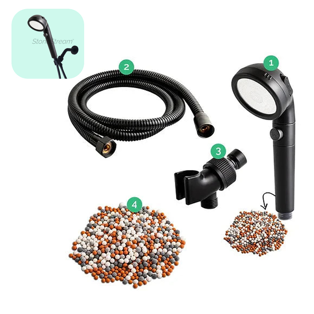 4 in 1 Kit Black Ionic Stones