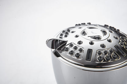 Modern chrome wall-mounted rainfall shower head