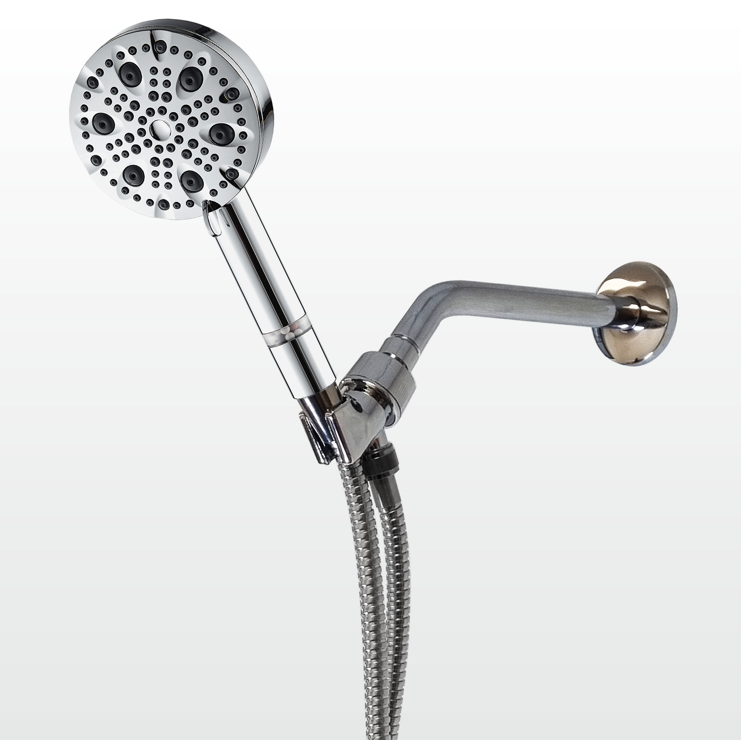 EcoLux 4-in-1 Chrome Wall Adapter with 9-Mode Stainless Steel