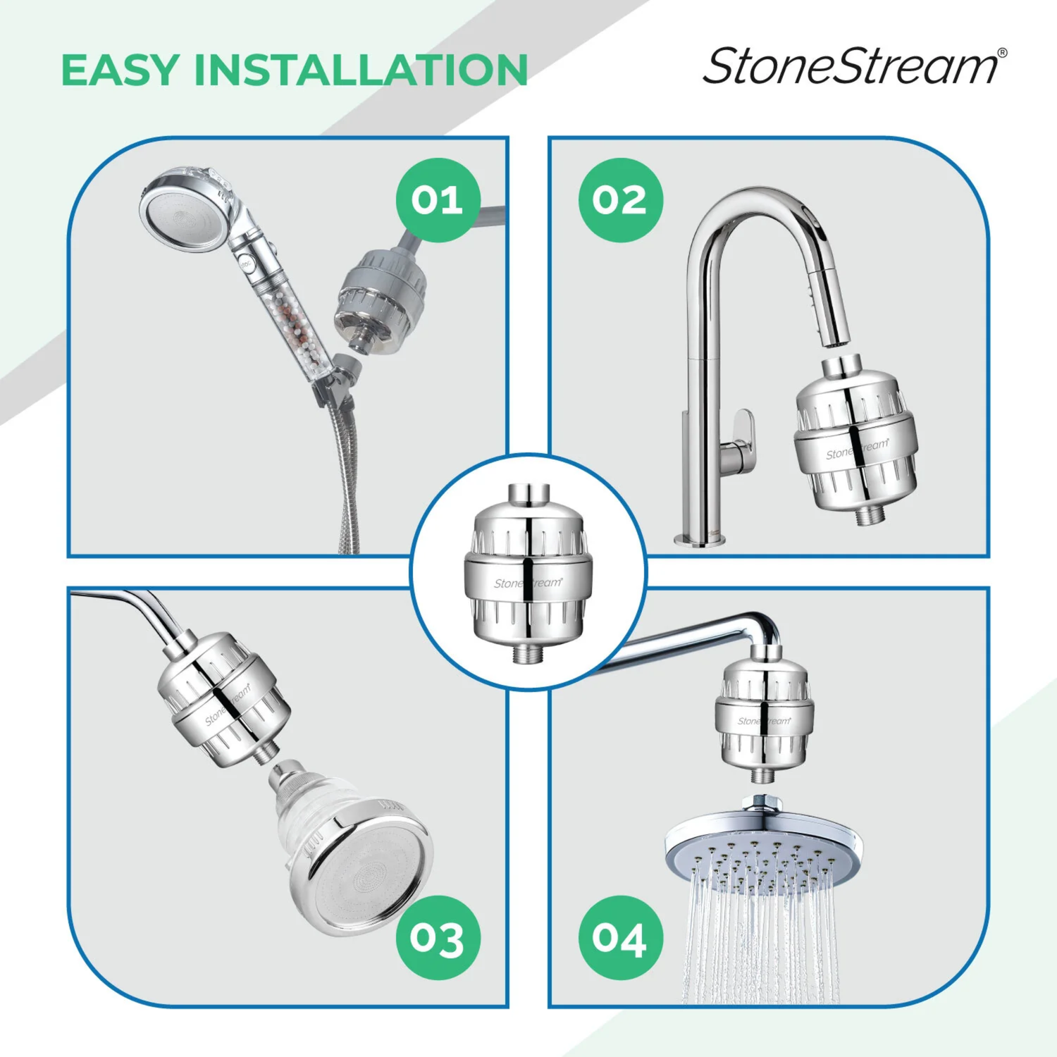 StoneStream Duschfilter bei hartem Wasser