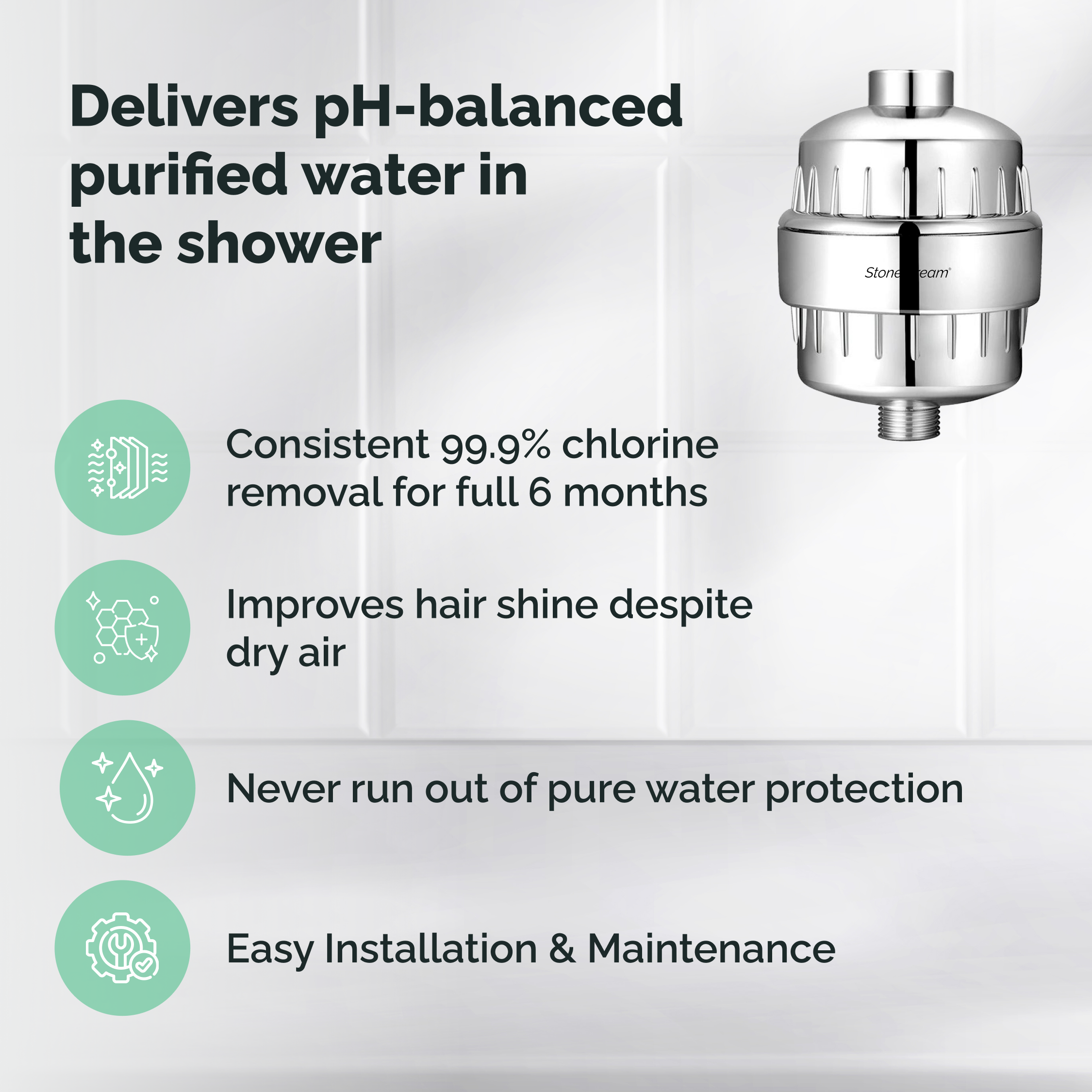 StoneStream Duschfilter bei hartem Wasser